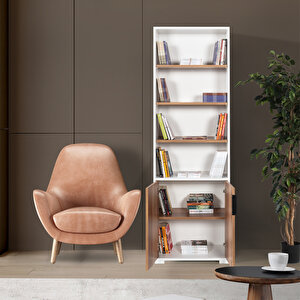 8101 Evm Kitaplık , 2 Kapaklı , 6 Bölmeli , 5 Raflı , Söğüt - Beyaz , Ofis , Çalışma Odası Ceviz Beyaz