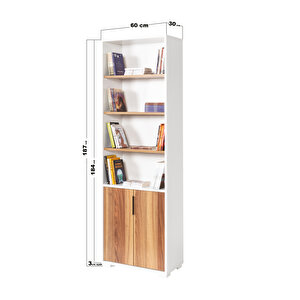 8101 Evm Kitaplık , 2 Kapaklı , 6 Bölmeli , 5 Raflı , Söğüt - Beyaz , Ofis , Çalışma Odası