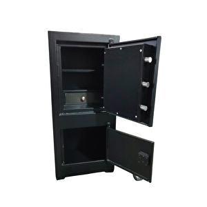 102 Cm İç Ve Diş Mat Si̇yah Depreme Dayanikli Anahtarli İçi̇ Kadi̇fe Çeli̇k Para Kasasi