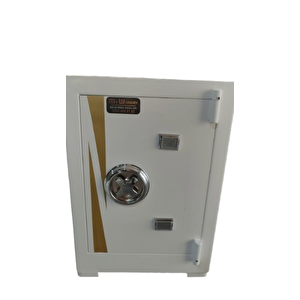 Yangına Dayanıklı 55 Cm Beyaz Gold Kadife Döşemeli Çelik Para Kasası