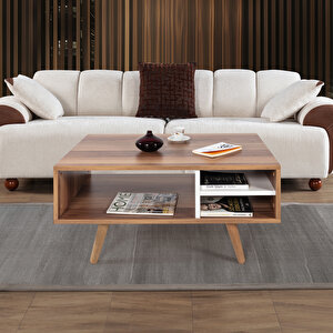 2036 Venüs ( Ahşap Ayakli ) Orta Sehpa , Söğüt - Beyaz , Salon , Ofis , Oturma Odası Ceviz Beyaz