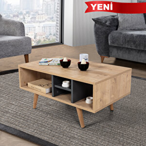 2021 Sina Orta Sehpa ( Ahşap Ayakli ) , Safir - Antrasit , Salon , Orta Odası , Ofis Antrasit-Safirmeşe