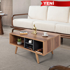 2026 Sina Orta Sehpa ( Ahşap Ayakli ) , Söğüt - Antrasit , Salon , Orta Odası , Ofis Ceviz Antrasit