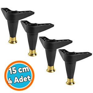 4 Adet Ayarlanabilir Robot Süpürgeye Uygun Mobilya Kanepe Baza Tv Ünitesi Ayağı Plastik Siyah 15 Cm