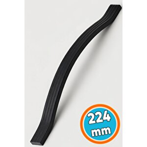 Çizgili Metal Kulp Mobilya Çekmece Dolap Kapak Kulpu Paslanmaz Kulpları 224 Mm Siyah