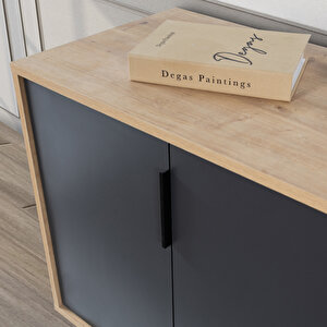 4516 Sırma 150 Cm ( Ahşap Ayakli , Metal Kulplu ) Konsol , Safir - Antrasit , Salon , Oturma Odası