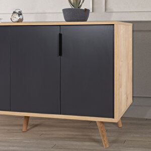 4516 Sırma 150 Cm ( Ahşap Ayakli , Metal Kulplu ) Konsol , Safir - Antrasit , Salon , Oturma Odası