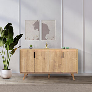 4514 Sırma 150 Cm ( Ahşap Ayakli , Metal Kulplu ) Konsol , Safir , Salon , Oturma Odası , Tv Ünitesi Safir