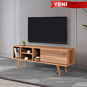 3332 Ela 130 Cm ( Ahşap Ayakli ) Tv Ünitesi , Söğüt , Tv Sehpası , Salon , Oturma Odası