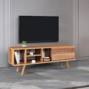 3332 Ela 130 Cm ( Ahşap Ayakli ) Tv Ünitesi , Söğüt , Tv Sehpası , Salon , Oturma Odası