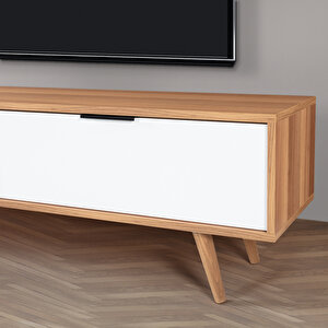 3644 Venüs 160 Cm ( Ahşap Ayakli , Metal Kulplu ) Tv Ünitesi , Söğüt - Beyaz , Tv Sehpası , Salon