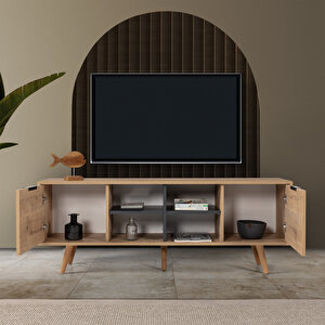 3619 Sina 160 Cm ( Ahşap Ayakli , Metal Kulplu ) Tv Ünitesi , Safir - Antrasit , Tv Sehpası