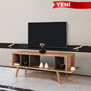 3346 Tire 130 Cm ( Ahşap Ayakli ) Tv Ünitesi , Söğüt - Antrasit