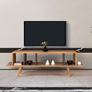 3346 Tire 130 Cm ( Ahşap Ayakli ) Tv Ünitesi , Söğüt - Antrasit