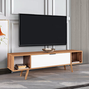 3626 Mesir 160 Cm ( Ahşap Ayakli , Metal Kulplu ) Tv Ünitesi , Söğüt - Beyaz , Salon , Oturma Odası