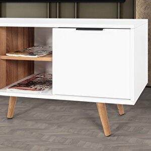 3618 Sina 160 Cm ( Ahşap Ayakli , Metal Kulplu ) Tv Ünitesi , Beyaz - Söğüt