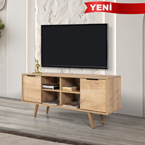 3322 Sina 130 Cm ( Ahşap Ayakli , Metal Kulplu ) Tv Ünitesi , Safir , Tv Sehpası , Salon Safir