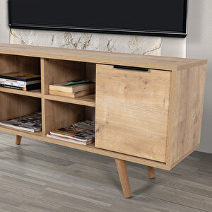 3322 Sina 130 Cm ( Ahşap Ayakli , Metal Kulplu ) Tv Ünitesi , Safir , Tv Sehpası , Salon