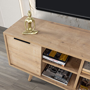 3322 Sina 130 Cm ( Ahşap Ayakli , Metal Kulplu ) Tv Ünitesi , Safir , Tv Sehpası , Salon