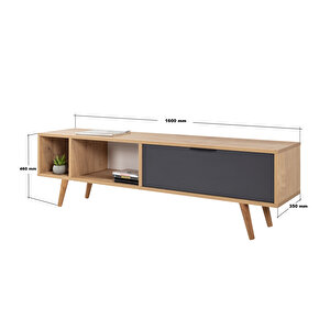 3641 Venüs 160 Cm ( Ahşap Ayakli , Metal Kulplu ) Tv Ünitesi , Safir - Antrasit , Tv Sehpası , Salon