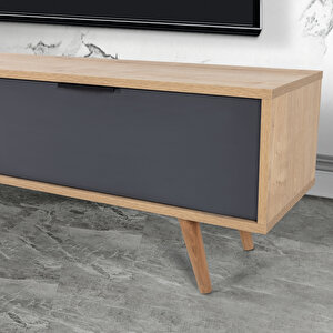 3641 Venüs 160 Cm ( Ahşap Ayakli , Metal Kulplu ) Tv Ünitesi , Safir - Antrasit , Tv Sehpası , Salon