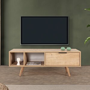 3342 Venüs 130 Cm ( Ahşap Ayakli , Metal Kulplu ) Tv Ünitesi , Safir , Tv Sehpası , Oturma Odası Safir