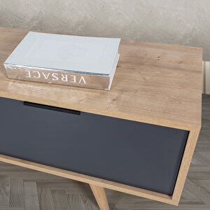 3341 Venüs 130 Cm ( Ahşap Ayakli , Metal Kulplu ) Tv Ünitesi , Safir - Antrasit