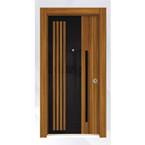 Lüks Seri 5001 Sol Yön Çelik Kapı Hg.siyah - Amerikan Ceviz