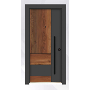 Rustik Seri 3001 Sol Yön Çelik Kapı Saruhan-antrasit