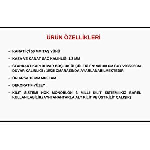 Rawdoor Premium Seri 1001 Sağ Yön Çelik Kapı Antrasit-elma