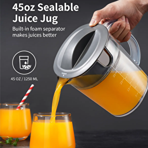 Vhs-je2106a Katı Meyve Sıkacağı - 1200w Yüksek Güçlü, 1250ml Hazneli, Bpa İçermeyen Profesyonel Sıkacak