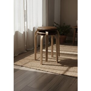 Hazar Deri Tabure, Papel Ayaklı  2 Adet Açık Kahve