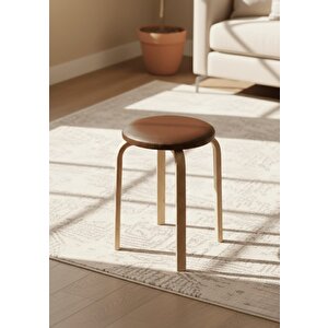 Hazar Deri Tabure, Papel Ayaklı  2 Adet Açık Kahve