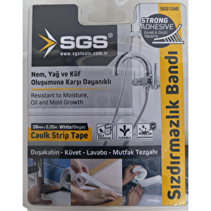 Sgs 1240 38mm 3.35m Beyaz Yapışkanlı Sızdırmazlık Bandı