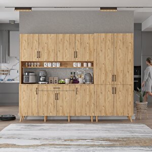 Kahve Köşesi Çok Amaçlı Mutfak Dolabı Çam M.a.y_3_240cm 240 cm