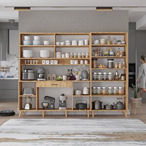 Kahve Köşesi Çok Amaçlı Mutfak Dolabı Çam M.a.y_3_240cm 240 cm