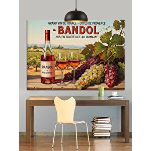 Şarap Reklamı Üzüm Bandol Dekoratif Kanvas - Mdf Ahşap Tablo 100x140 cm