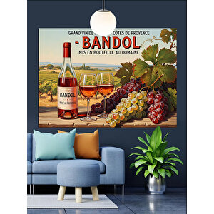 Şarap Reklamı Üzüm Bandol Dekoratif Kanvas - Mdf Ahşap Tablo 100x140 cm