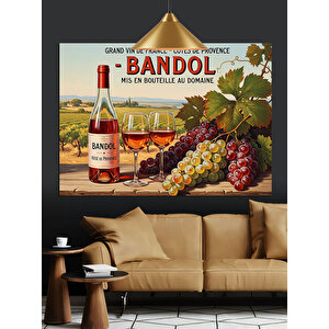 Şarap Reklamı Üzüm Bandol Dekoratif Kanvas - Mdf Ahşap Tablo 100x140 cm