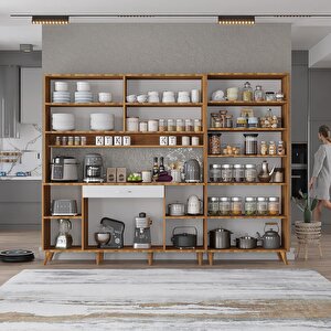 Kahve Köşesi Çok Amaçlı Mutfak Dolabı Ceviz&beyaz M.a.y_9_210cm 210 cm