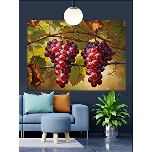 Kırmızı Üzüm Salkımı Detayı Dekoratif Kanvas - Mdf Ahşap Tablo 70x100 cm