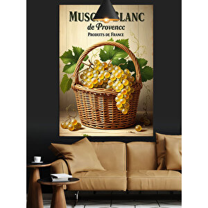 Meyve Sepeti Üzüm Klasik Dekoratif Kanvas - Mdf Ahşap Tablo 100x140 cm