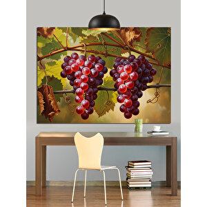 Kırmızı Üzüm Salkımı Detayı Dekoratif Kanvas - Mdf Ahşap Tablo 25x35 cm