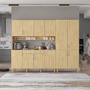 Kahve Köşesi Çok Amaçlı Mutfak Dolabı Meşe M.a.y_4_240cm 240 cm