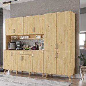 Kahve Köşesi Çok Amaçlı Mutfak Dolabı Meşe M.a.y_4_240cm 240 cm