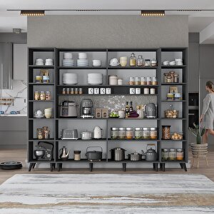 Kahve Köşesi Çok Amaçlı Mutfak Dolabı Antrasit M.a.z_2_210cm 210 cm