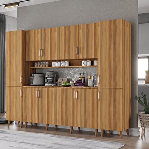 Kahve Köşesi Çok Amaçlı Mutfak Dolabı Ceviz M.a.z_5_240cm 240 cm