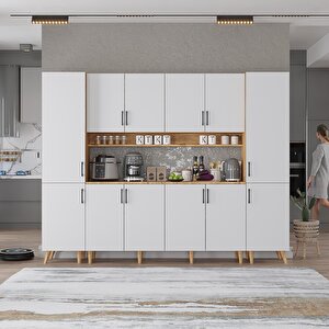 Kahve Köşesi Çok Amaçlı Mutfak Dolabı Çam&beyaz M.a.z_7_210cm 210 cm