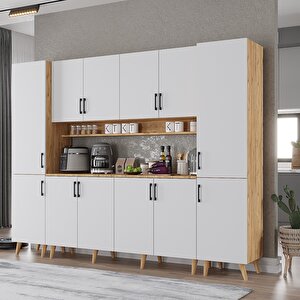 Kahve Köşesi Çok Amaçlı Mutfak Dolabı Çam&beyaz M.a.z_7_210cm 210 cm