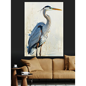 Uzun Bacaklı Balıkçıl Kuş Dekoratif Kanvas - Mdf Ahşap Tablo 70x100 cm